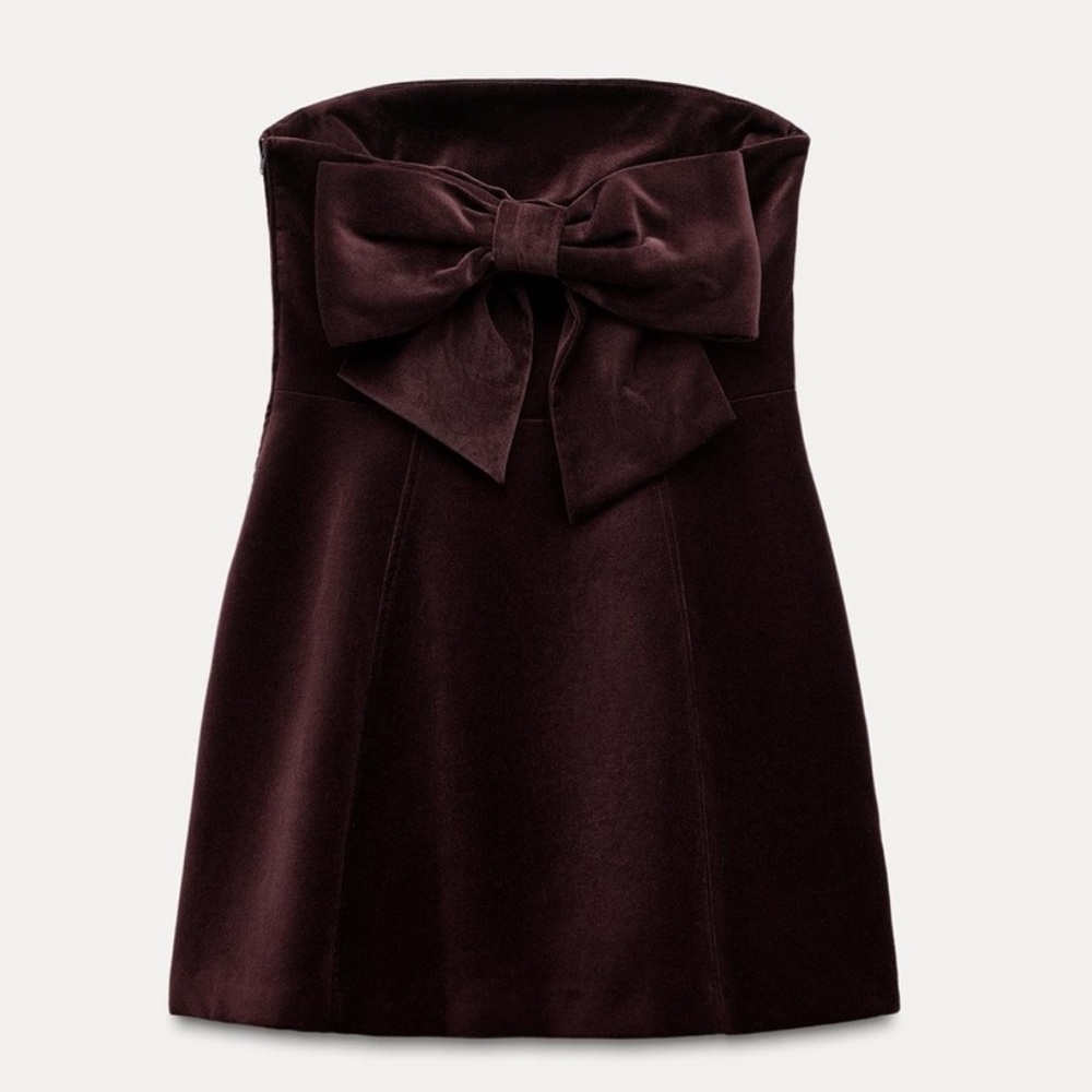 Zara Dark Red Strapless Mini Dress